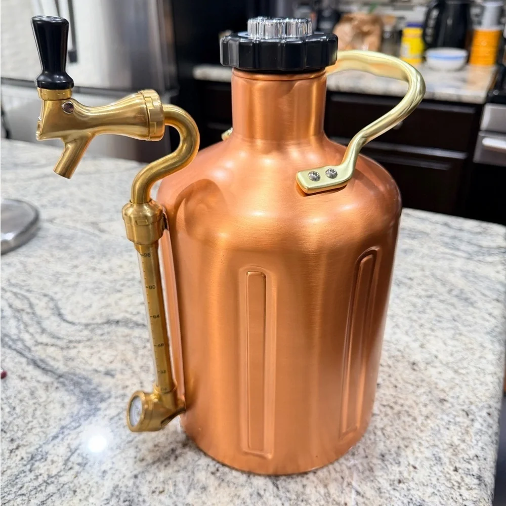 GrowlerWerks Pressurized Stainless Steel Copper Growler with Faucet – 128 oz